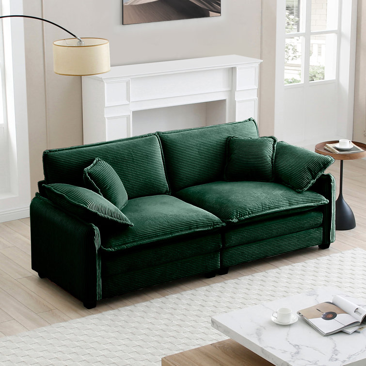 Latitude Run® Warm And Cozy Living Room Sofa With 4 Pillows Upholstered Large Deep Seat 2 Seater ...